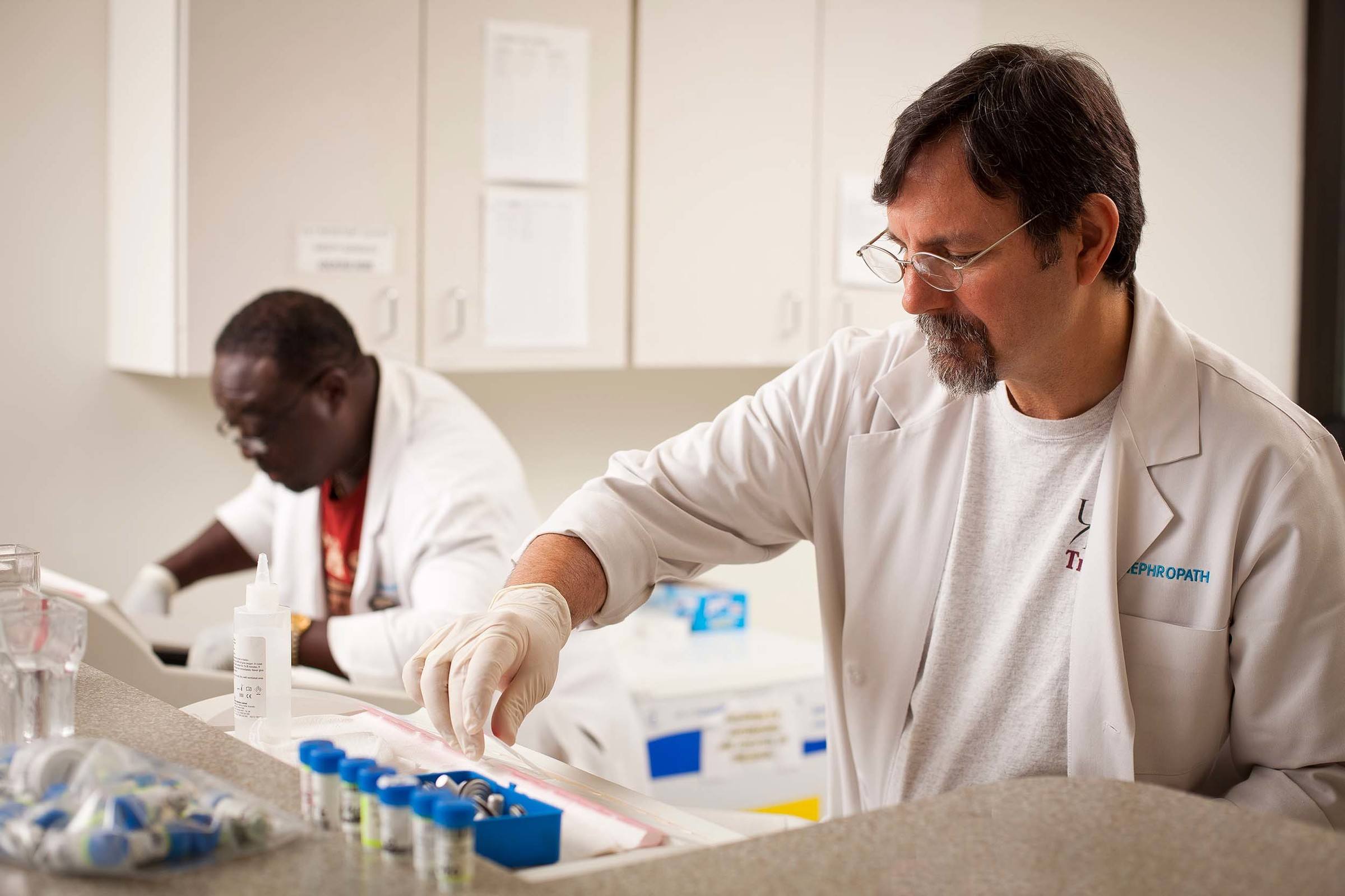 nostalgic photo of lab technicians working in lab