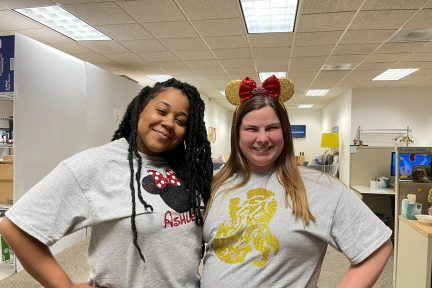 Haley and Ashley wearing disney shirts for Healthcare Documentation Integrity Week