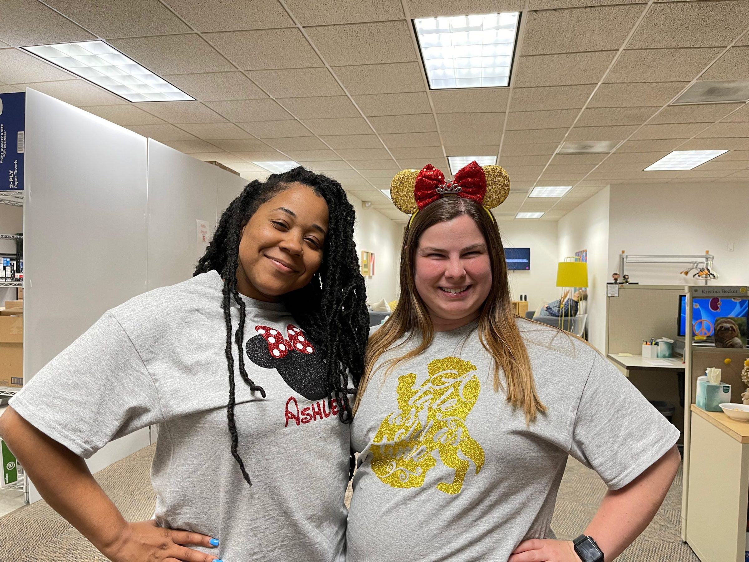 Haley and Ashley wearing disney shirts for Healthcare Documentation Integrity Week