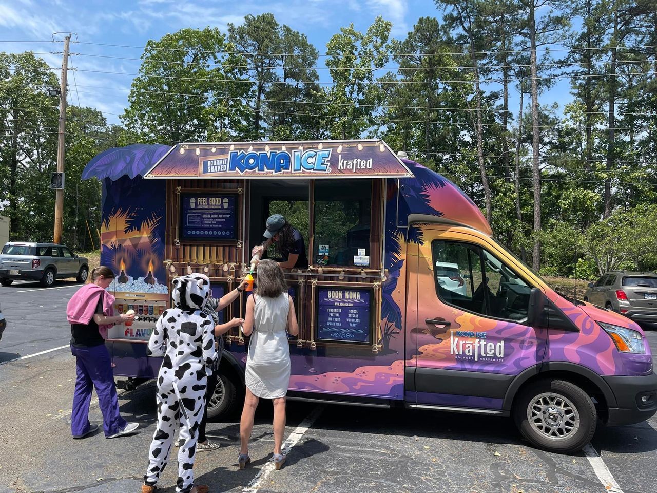 kona ice truck in parking lot of arkana laboratories