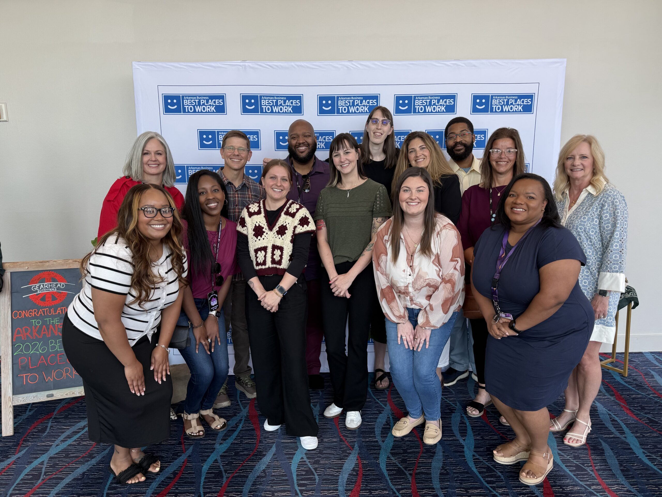 Arkana Labs team posing for a picture at the 20206 Best Places to Work in Arkansas award ceremony