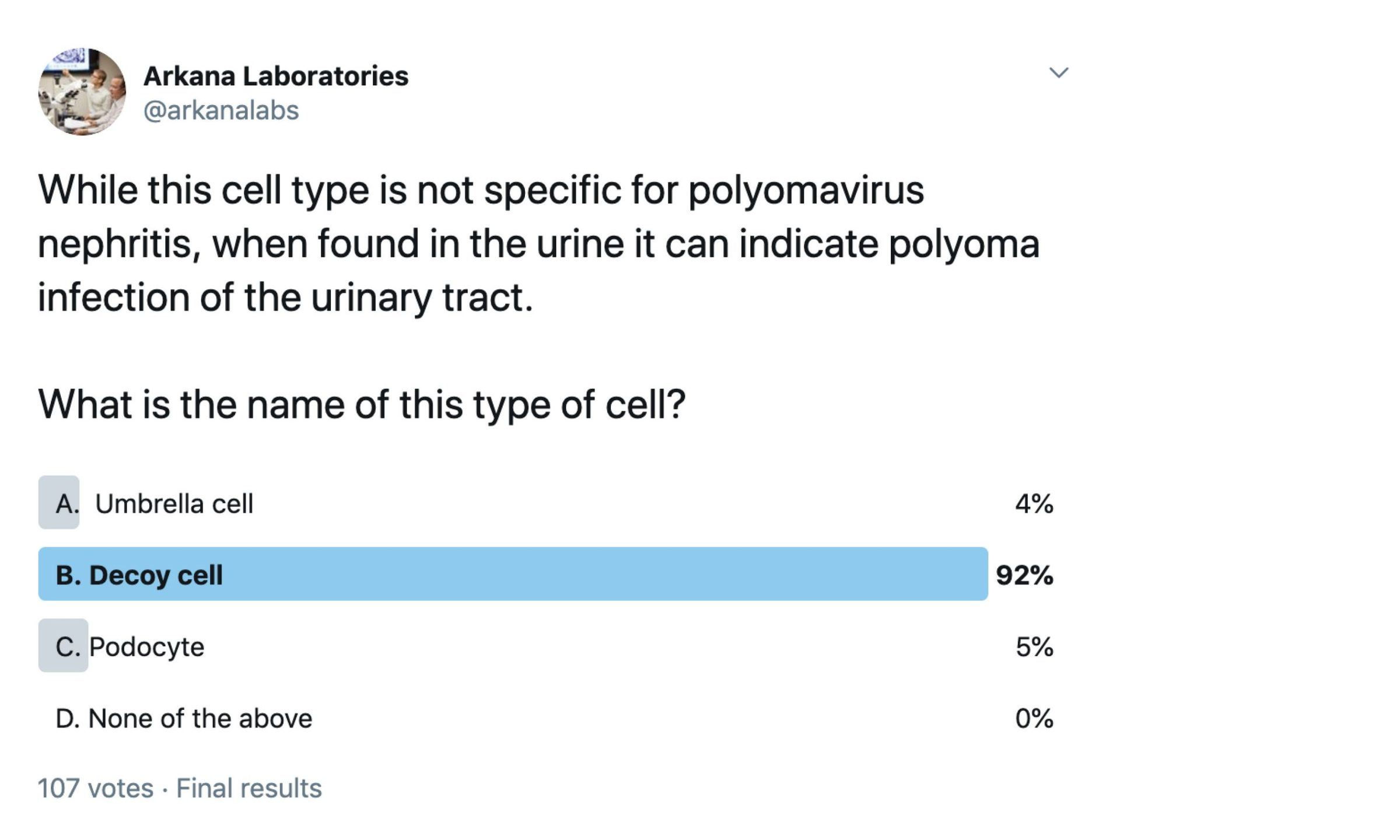 Decoy cells, arkana laboratories, renal pathology