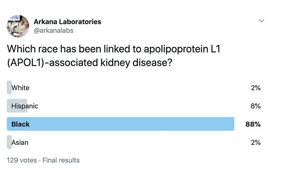 APOL1 Risk Variants, Twitter Poll, renal disease, arkana laboratories